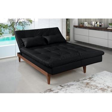 Imagem de Sofá Cama Versátil Reclinável 3 Lugares 5 Posições Casal Premium Madero Corino Casa Imperial (PRETO 311)