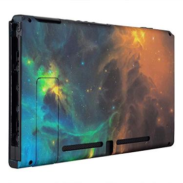 Imagem de EXtremeRate — Capa de reposição para painel traseiro de console padronizada DIY para console Nintendo Switch com suporte — JoyCon Shell não incluído, Gold Star Universe, Console Back Plate