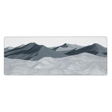 Imagem de Mouse pad grande com desenho de linha única, topográfico 80 x 29 cm, base de borracha para jogos, mouse pad longo para escola, escritório, casa, mesa, acessórios