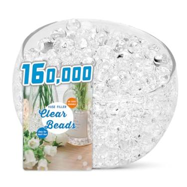 Imagem de ORIKASO 160.000 contas de gel de água transparente para centros de mesa, enchimento de vaso bronzeador para vela flutuante, decoração de Natal, centro de mesa de casamento, decorações florais, plantio