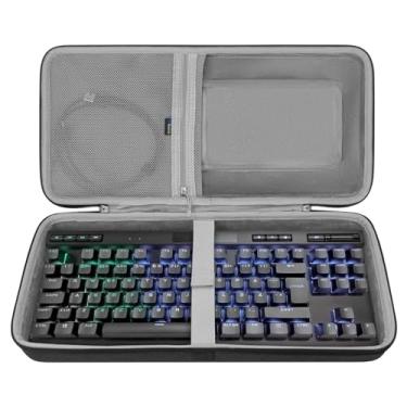 Imagem de GEEKRIA TKL Capa para teclado, bolsa rígida de transporte de viagem para combinação de teclado e mouse para jogos de 87 teclas, compatível com Corsair K70 RGB Tenkeyless, Keychron V3 Max TKL (cinza
