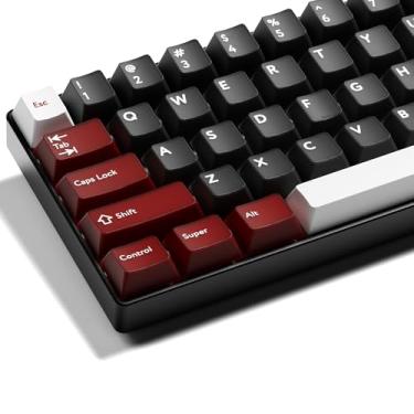 Imagem de XVX teclas pretas e vermelhas, conjunto de teclas Doubleshot PBT Cherry Profile, teclas de teclado de 142 teclas, compatibilidade universal com 60%, 65%, 75%, 100% teclado mecânico