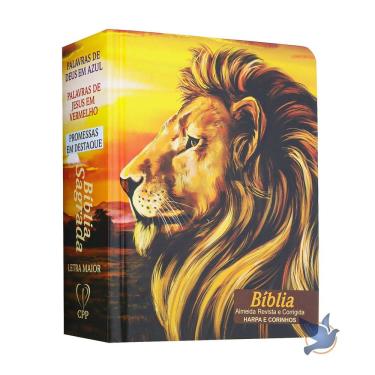 Imagem de Bíblia Sagrada Pequena Arc Com Harpa Capa Dura Leão Paisagem
