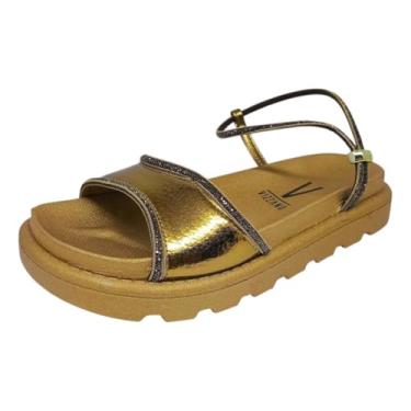 Imagem de Sandália Feminina Papete Metalizada Strass Estilo Vizzano