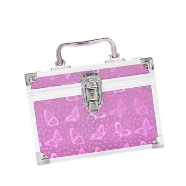 Imagem de MotiveTech Estojo de maquiagem com alça, compartimento para maquiagem, utensílios de maquiagem, armazenamento para produtos de beleza e costura, Rosa