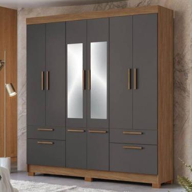 Imagem de Guarda-Roupa Casal Marilena 6 Portas 9 Gavetas Jatoba/Grafite com Espe