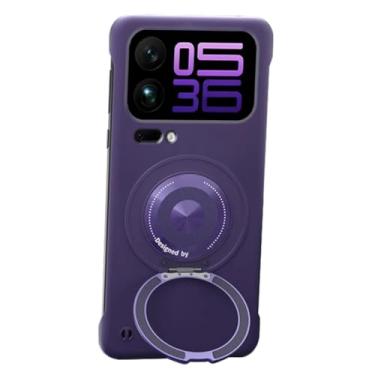Imagem de FWYANZH Capa para Xiaomi 17 Pro Max/17 Pro/17, suporte de anel magnético, capa protetora para celular, ultrafina, sem moldura, à prova de choque, roxa, 17 Pro