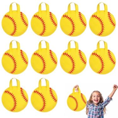 Imagem de KERINGO 16 peças de sacos de lembrancinha de festa de softball, com tema de bola, guloseimas, doces, salgadinhos, sacolas de presente de softball, sacolas de presente não tecidas para crianças e