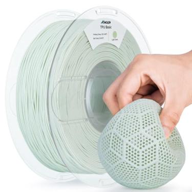 Imagem de AMOLEN Filamento de impressora 3D TPU 95A 1,75 mm, filamento básico de TPU verde claro básico de alta dureza e resiliência, filamento 3D flexível de 1 kg, precisão dimensional +/- 0,02 mm, adequado