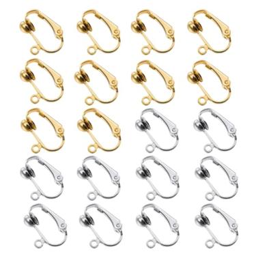 Imagem de Pacote com 20 conversores de brincos de pressão – laço fácil de abrir transforma qualquer brinco em opções de cores de encaixe, ouro e prata para bricolage