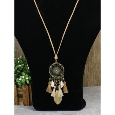 Imagem de Colar Longo Étnico Vintage Feminino Com Corrente De Metal E Franjas, P