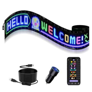 Imagem de 1 Olhos de diabo multifuncionais brilhantes para para-brisas de carros - 195.6 cm x 20.3 cm [Chip atualizado duas telas 100% sincronizadas] Olhos de LED programáveis para carro - Display LED flexível