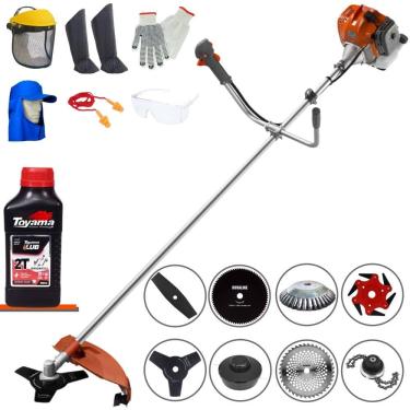 Imagem de Roçadeira Lateral Tekna RL520ACG2 À Gasolina 52cc 2HP Para Todos os Tipos de Trabalho Com Carretel + Kit de 7 Opções de Cortes + EPI + ÓLEO TOYAMA