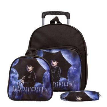 Imagem de Bolsa Escolar Feminina Rodinha Estampa Wandinha Reforçada - TOYS 2U