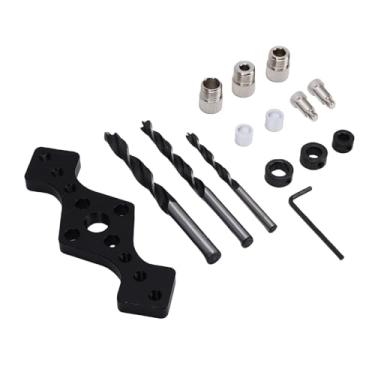 Imagem de Dpofirs Dowel Jig Kit Guia Profissional de Perfuração de Furo Reto Autocentrante para Marcenaria, Com 3 Brocas para Artesãos Especializados e Entusiastas de Bricolage - Liga de Alumínio, Preto