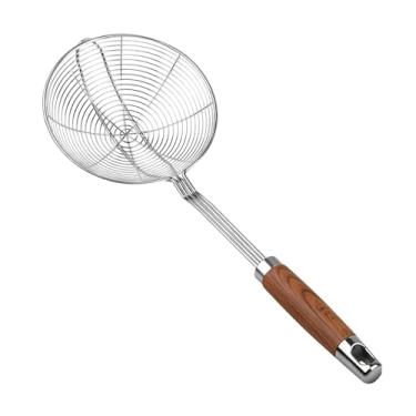 Imagem de Ioensy Escumadeira/Concha Escumadeira Multifuncional com Cabo de Madeira, Utensílio de Cozinha para Fritar, Massas e Alimentos, 17.5 Cm