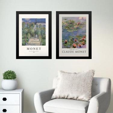 Imagem de Kit 2 Quadros Posters Arte Claude Monet 24X18Cm - Com Vidro