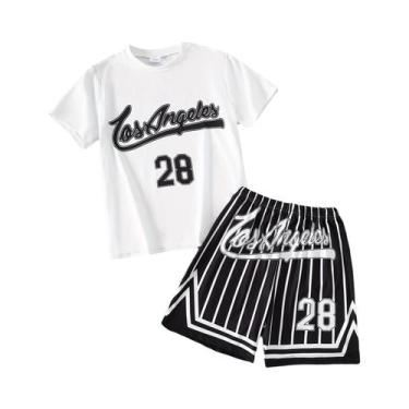 Imagem de Conjunto Infantil De Impressão 3D De Letras Verão Casual Confortável L