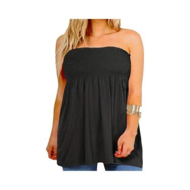Imagem de Top tubo plissado de cintura alta sexy feminino plus size, roupas casu
