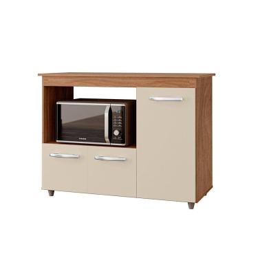 Imagem de Balcão Multiuso Para Cozinha Micro-ondas 3 Portas Lina Savana / Off White