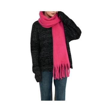 Imagem de Cachecol De Luxo Feminino Em Cashmere, Xale Grosso E Quente Com Franja