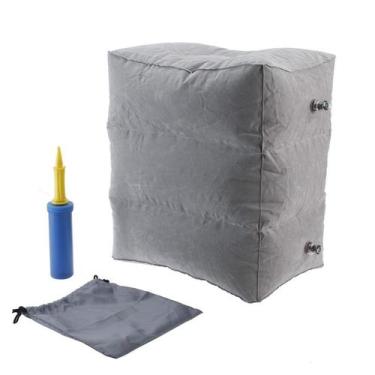 Imagem de Puff inflável apoio para pés com ajuste de altura 40x27x50cm cinza - D