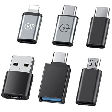 Imagem de (Pacote com 6) Adaptador tipo C fêmea para USB, tipo C fêmea para Android macho, para iPhone fêmea para macho tipo C, adequado para iPhone 15ProMax14 13, Samsung S22