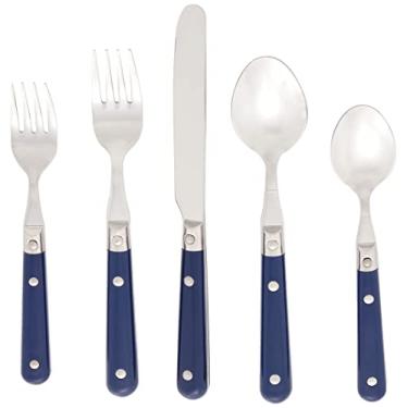 Imagem de Ginkgo International Le Prix Conjunto de talheres de aço inoxidável com 30 peças, adequado para lava-louças, serve para 6, azul brilhante (22701)