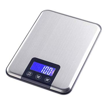 Imagem de balança de cozinha digital balança de cozinha mini eletrônica pesando 5 kg, balança de cozimento doméstico portátil com display lcd retroiluminado função de descascamento