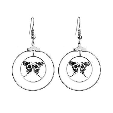 Imagem de Brincos de borboleta de estilo chinês com asas florais, argola pendurada, joia circular