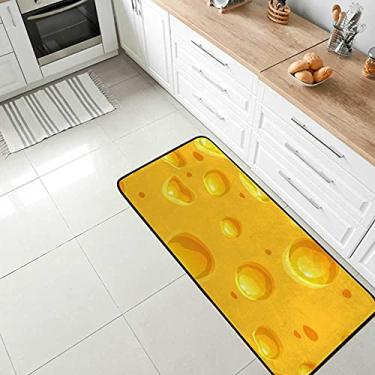 Imagem de Tapete de área de conforto adorável de queijo amarelo antiderrapante tapete para cozinha, tapete antifadiga para sala de jantar, lavanderia, escritório, corredor, 99 x 50 cm