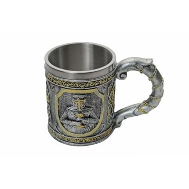 Imagem de Rite Edge Caneca dos Cavaleiros Templários 500-600 ml - Resina e Aço Inoxidável - Design Templário Medieval Exclusivo - Caneca de Colecionador Artesanal - Ideal para Fãs de História e Fantasia