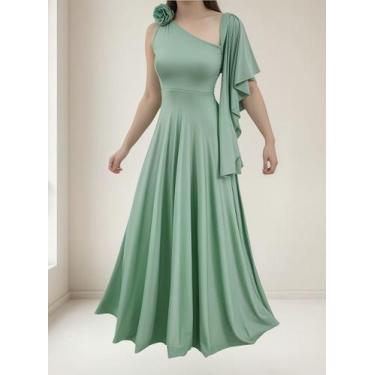 Imagem de Vestido Longo Feminino Elegante Com Manga Flare - Casual Dress, Verde,