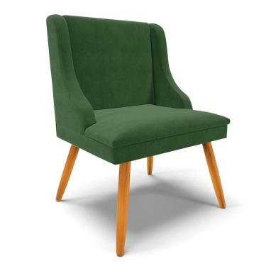 Imagem de Cadeira Estofada Para Sala De Jantar Pés Palito Lia Suede Verde - Ibiza