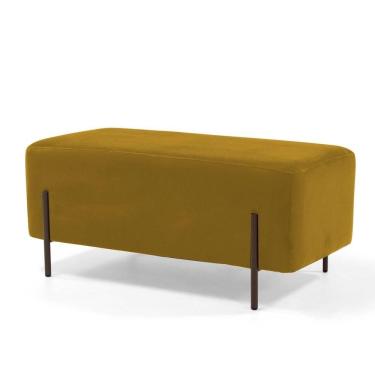 Imagem de Puff Decorativo 90cm Base Aço Status C-279 Veludo Mostarda - Domi
