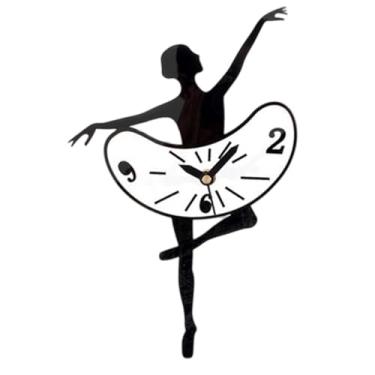 Imagem de Ｂｅｓｇａ Relógio de parede decorativo mudo para bailarina, decoração de casa, balé, dançarina, relógio pendurado para escritório, quarto infantil, sala de