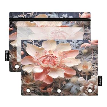 Imagem de Wassud Pacote com 2 pastas de fichário de flores coloridas com 3 furos, pasta organizadora de arquivos para casa, escritório