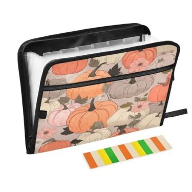 Imagem de Wassud Abóboras coloridas com 13 bolsos, organizador de arquivos sanfonados, pastas expansíveis com abas e adesivos, organizador de pastas de documentos de recibo de papel tamanho carta A4 para