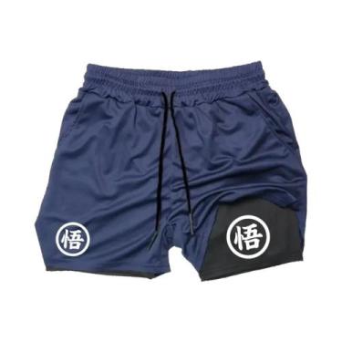 Imagem de Shorts De Treino Masculinos 2 Em 1 De Secagem Rápida Para Academia E C