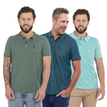 Imagem de Kit 3 Camisa Polo Masculina Piquet Casual Trabalho-Masculino