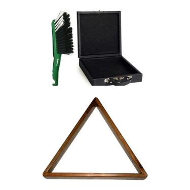Imagem de Estojo + Escova + Triangulo Numerada Caixa Sinuca Bilhar Bar