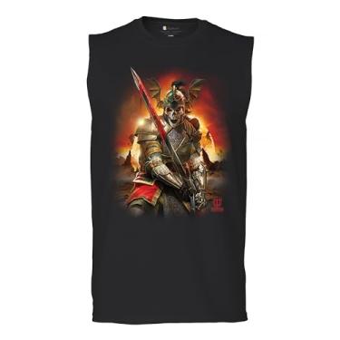 Imagem de Camiseta masculina Apocalypse Reaper Muscle Fantasy Skeleton Knight with a Sword Medieval Legendary Creature Dragon Wizard, Preto, GG