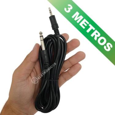 Imagem de Cabo P2 Estéreo x P10 Estéreo 3 Metros Para Multimídia e Instrumentos 