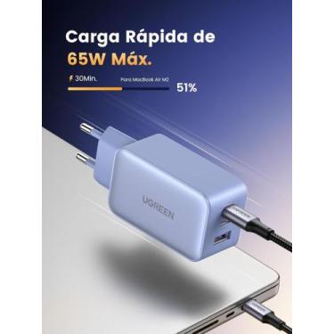 Imagem de Carregador rápido UGREEN 65W GaN USB C USB A PD suporta QC 4+ 25W 30W 