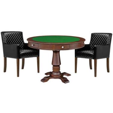 Imagem de Mesa de Jogos Carteado Victoria Redonda Tampo Reversível Imbuia com Ki