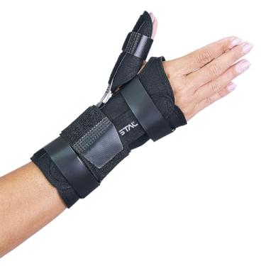 Imagem de Kestal Munhequeira Tala Curta para Punho e Polegar Unilateral, protetor de punho, órtese Preto, Direita, PP