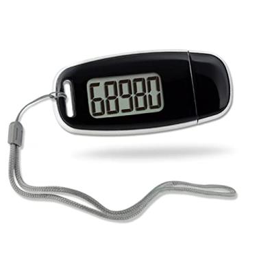 Imagem de Pedômetro 3D Contador de passos com retroiluminação LED recarregável por USB com cordão removível, pedômetros precisos para caminhada, preto