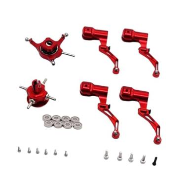 Imagem de simhoa Conjunto de placa para helicóptero RC, peça de reposição, fácil instalação, acessórios práticos para aeronaves RC, clipe de folha para K124, Vermelho