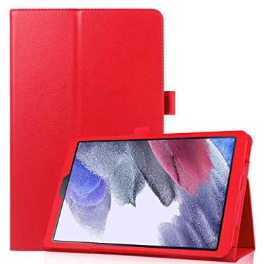 Imagem de EKVINOR Capa para Tab A7 Lite 8,7 polegadas 2021 (SM-T220/T225/T227), capa protetora leve de couro PU para tablet Samsung Galaxy Tab A7 Lite de 8,7 polegadas, versão 2021, vermelha