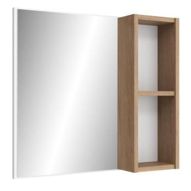 Imagem de Armário Para Banheiro Com Espelho 60cm Ramona B06 Branco Carvalho - Ly